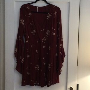 Free People Floral Burgundy Dress